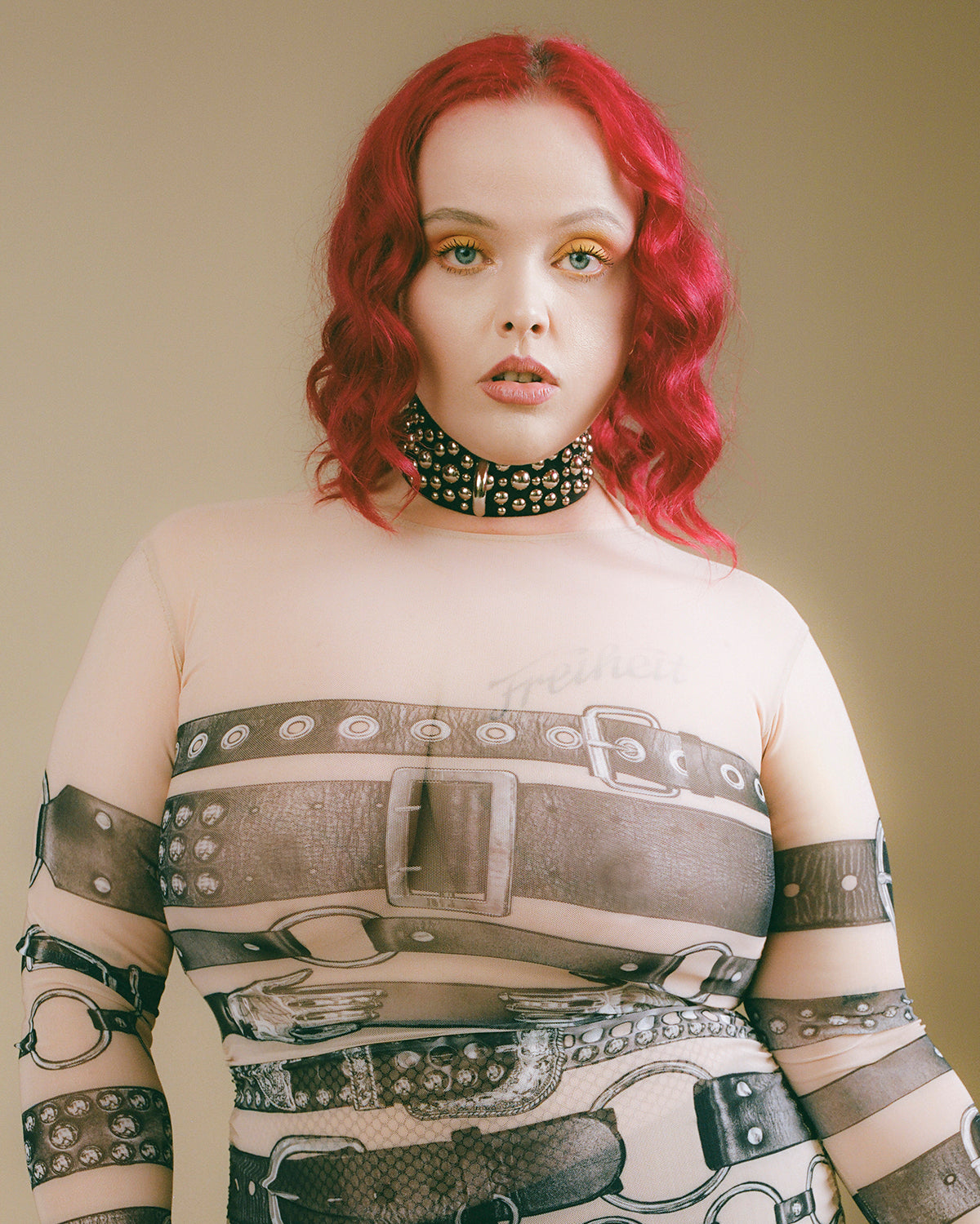 Mesh Belt Dress - Beige