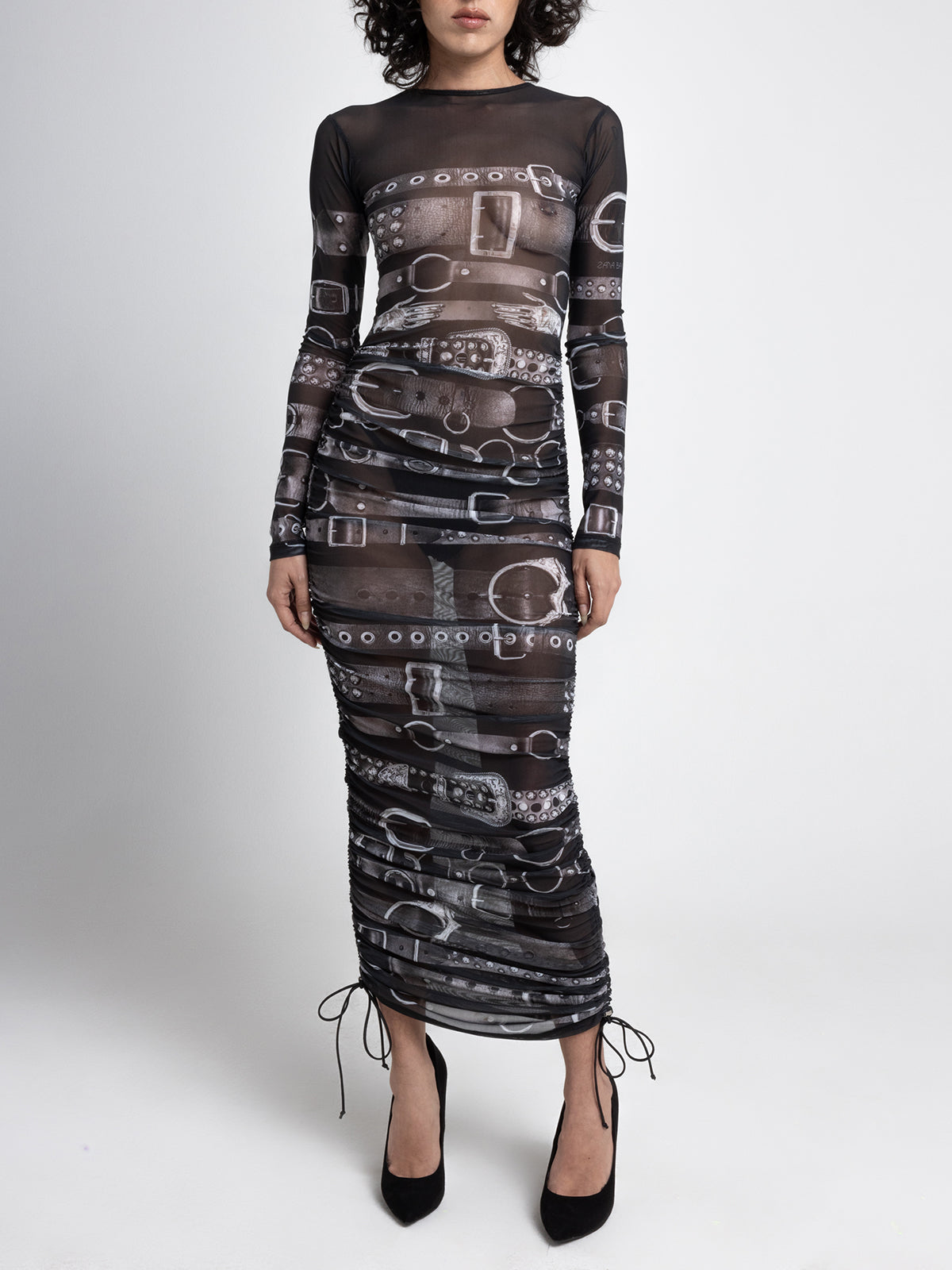 Mesh Belt Dress - Black