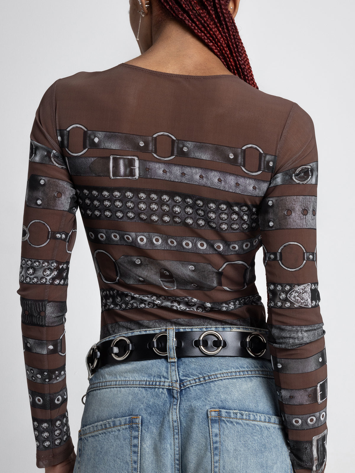 Mesh Belt Top - Brown