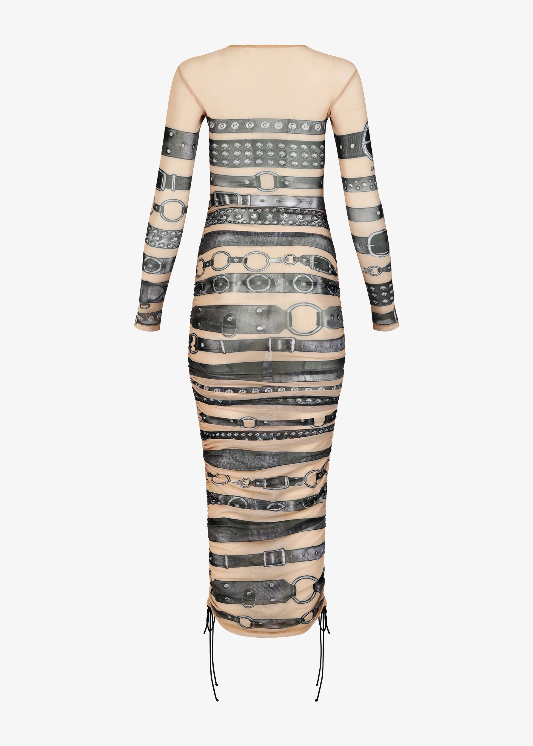 Mesh Belt Dress - Beige