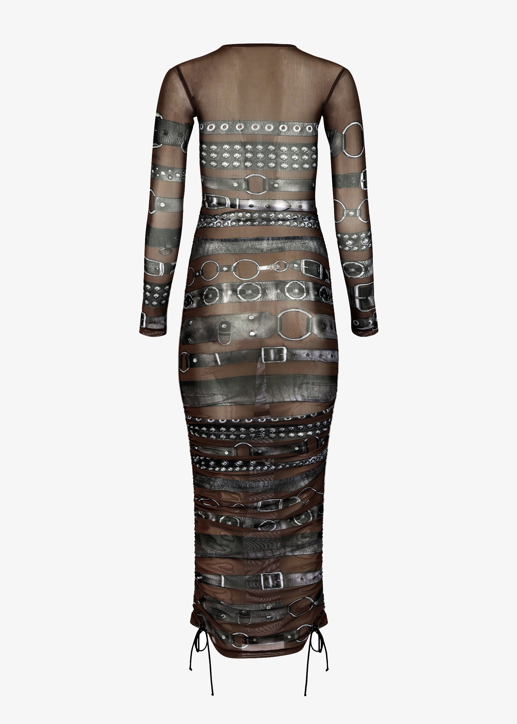 Mesh Belt Dress - Brown