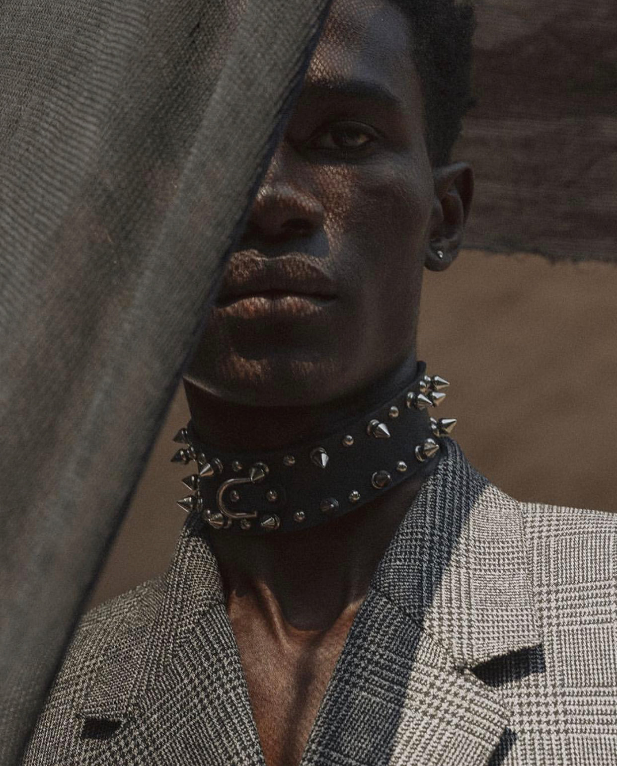 Mens Spike Choker Chain Punk Spike Necklace Black PU Leather Choker Necklace For Women Men