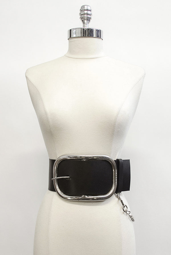 Oversized Buckle Belt with Chain