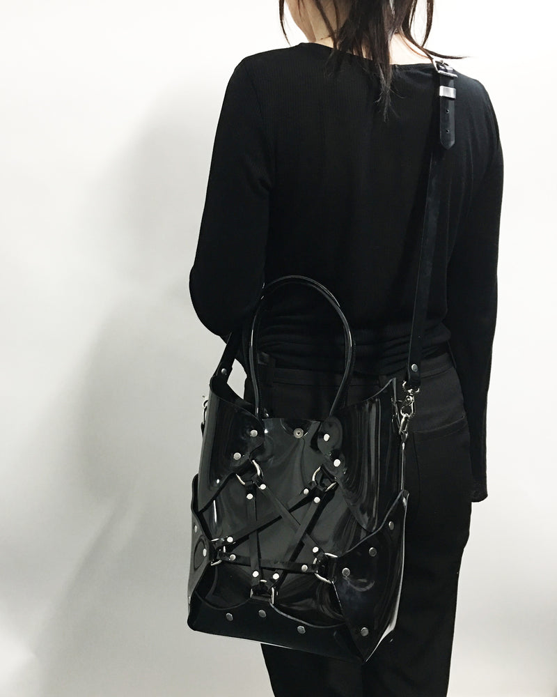 Pentagram Handbag - Black PVC